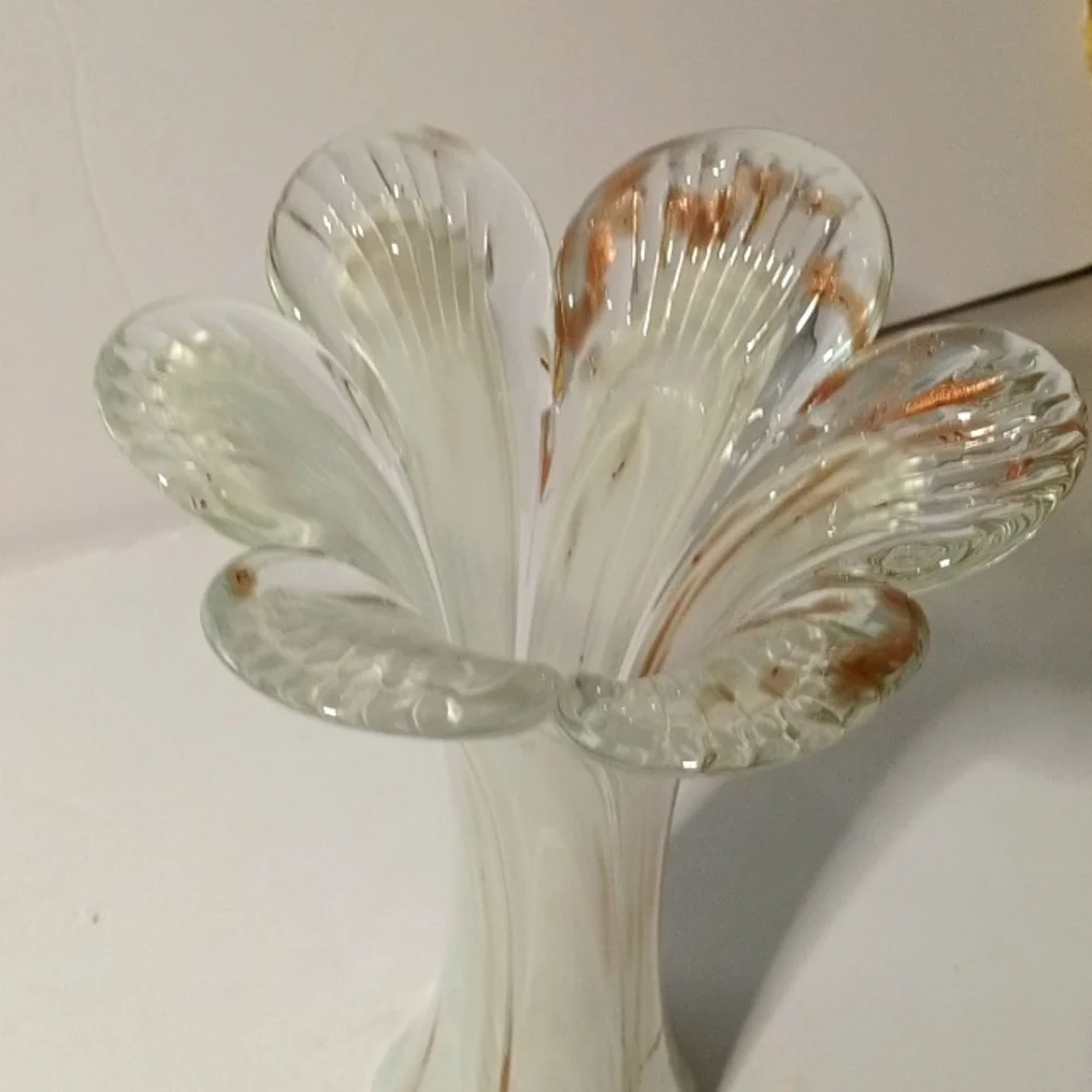 Murano Vintage Swung Glass Vase with Fluted Design